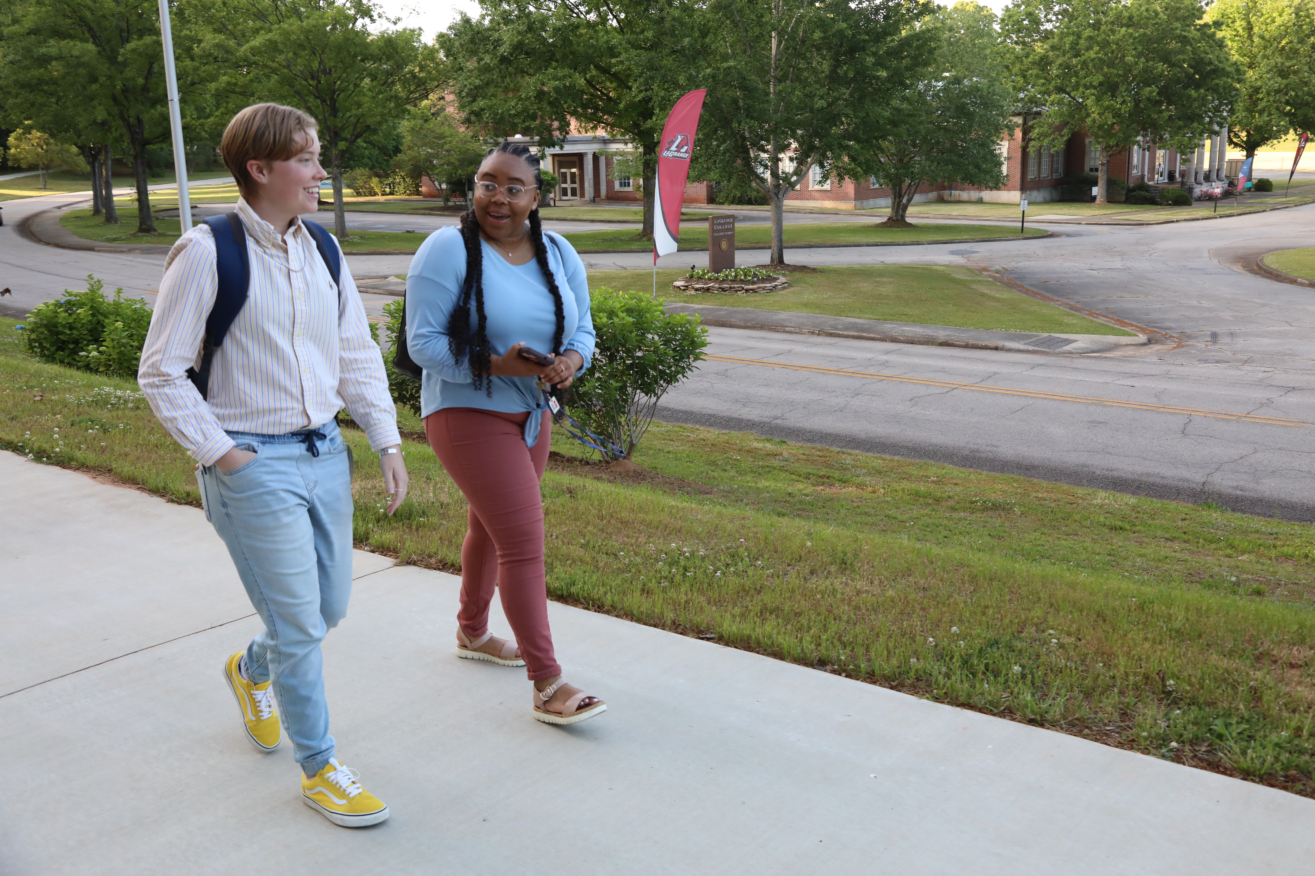 Students walking on campus